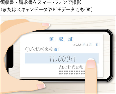 請求書・領収書をスマホで撮影（またはスキャンデータやPDFでもOK）