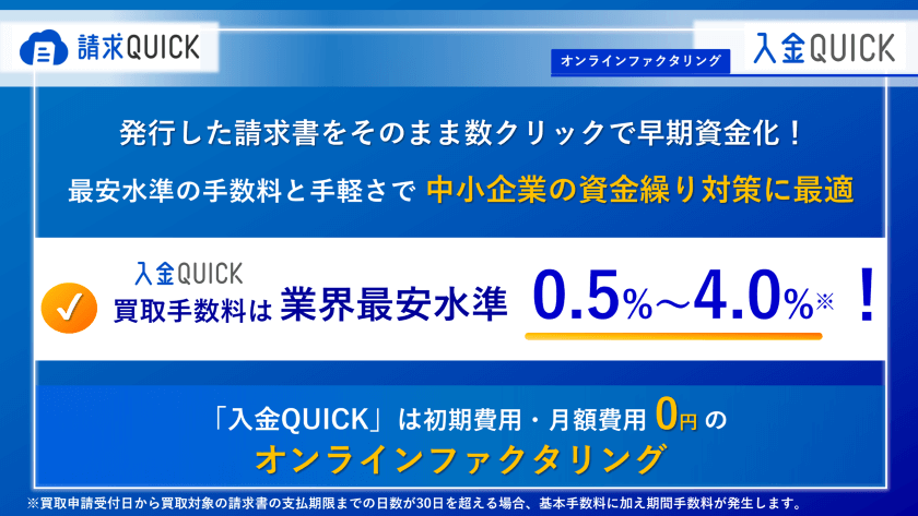 請求QUICKのオンラインファクタリングサービス「入金QUICK」