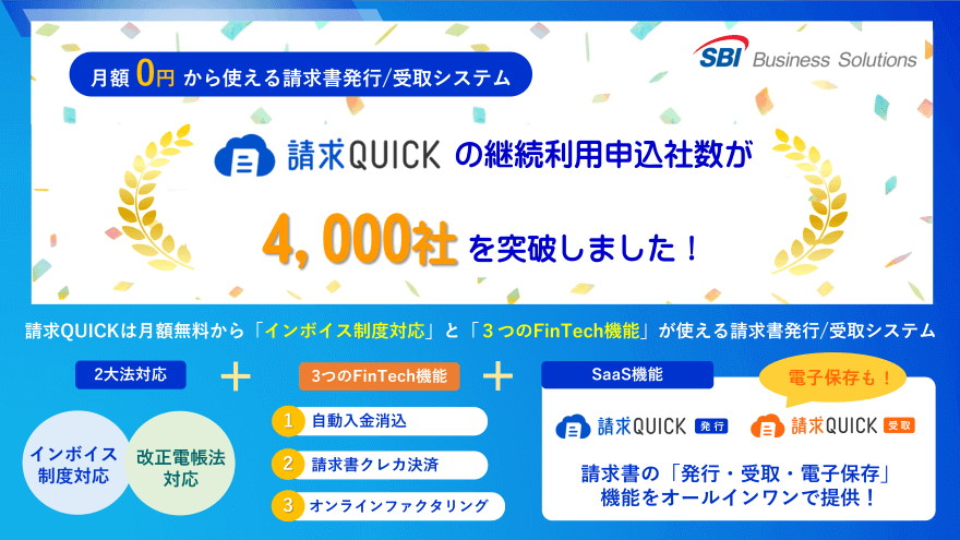 請求QUICKの継続利用申込社数が4,000社を突破しました!