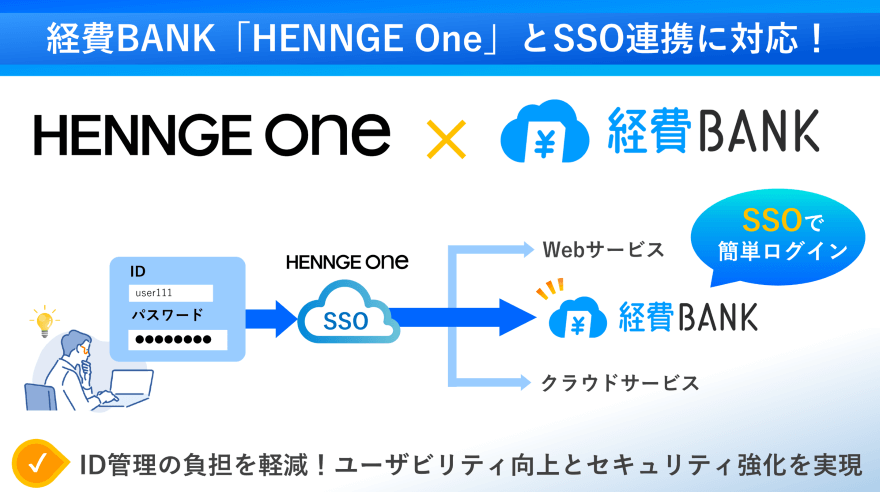 経費BANKがHENNGE ONEとのSSO連携に対応／ID監理の負担を軽減・ユーザビリティの向上とセキュリティ強化を実現