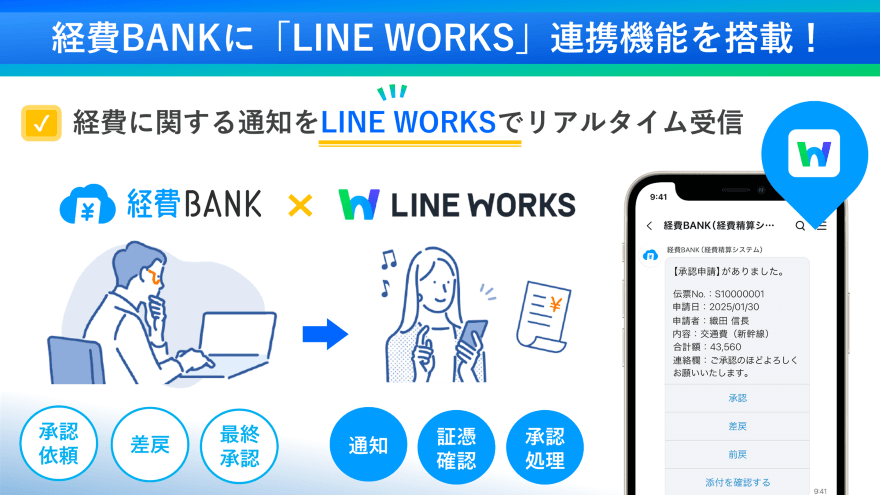 経費に関する通知をLINE WORKSでリアルタイム受信